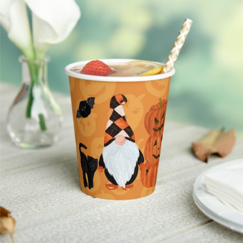 Funny Gnomes Jack o Lantern Halloween Paper Cups
