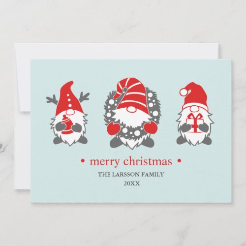 Funny Gnomes  Mint Christmas Holidays  Photo Holiday Card