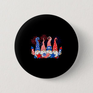 Funny Gnomes Patriotic American Flag Cute Gnomes 4 Button