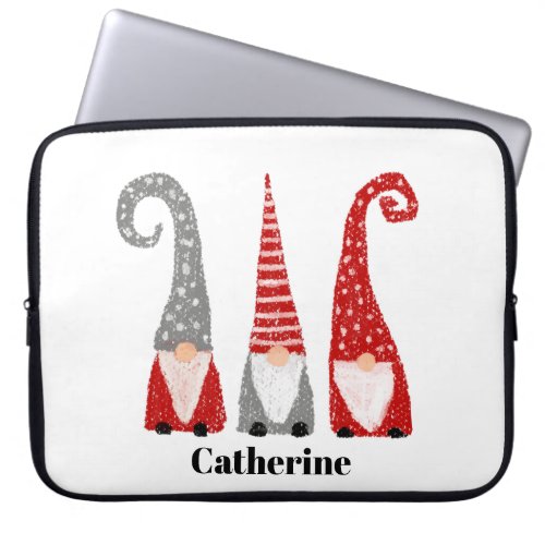 Funny Gnomes Swedish Christmas Custom Name Laptop Sleeve