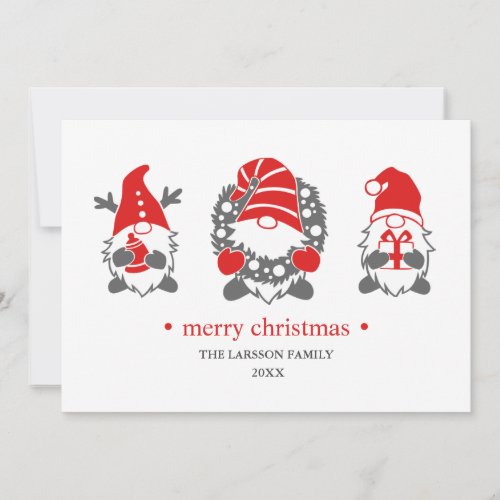 Funny Gnomes  White Christmas Holidays  Photo Holiday Card