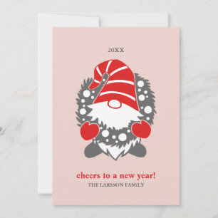 Funny Gnomes White Christmas New Year 2 Photo Holiday Card