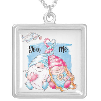 Funny Gnomes - You & Me Silver Plated Necklace