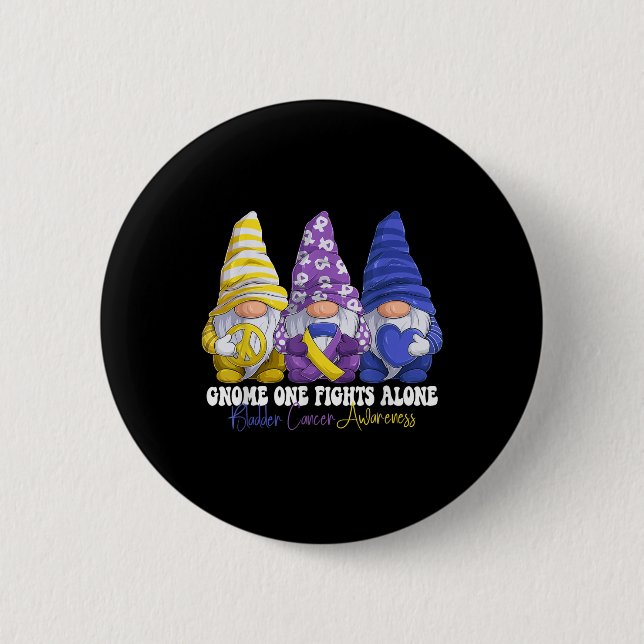 Funny Gnomies Bladder Cancer Awareness Month Purpl Button (Front)