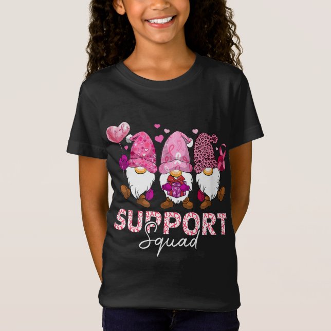 Funny Gnomies Gnomes Support Squad Breast Cancer A T-Shirt (Front)