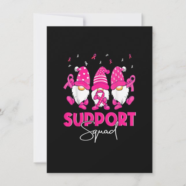 Funny Gnomies Support Squad Breast Cancer Awarenes Invitation (Front)
