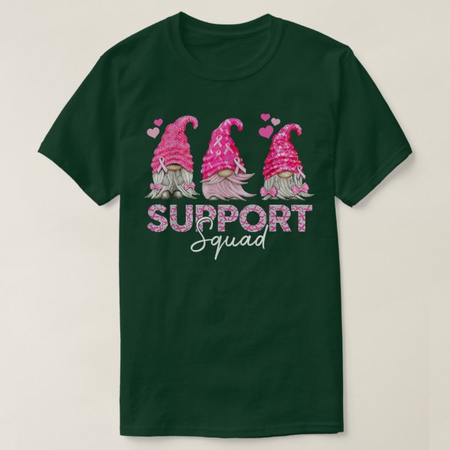 Funny Gnomies Support Squad Breast Cancer Awarenes T-Shirt (Design Front)
