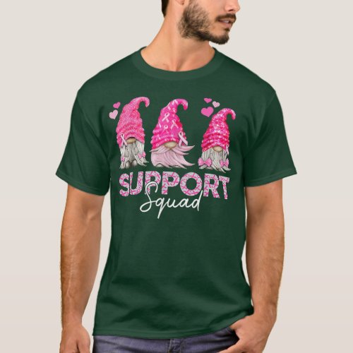 Funny Gnomies Support Squad Breast Cancer Awarenes T_Shirt