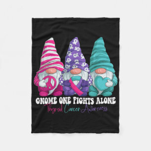Funny Gnomies Thyroid Cancer Awareness Month Ribbo Fleece Blanket