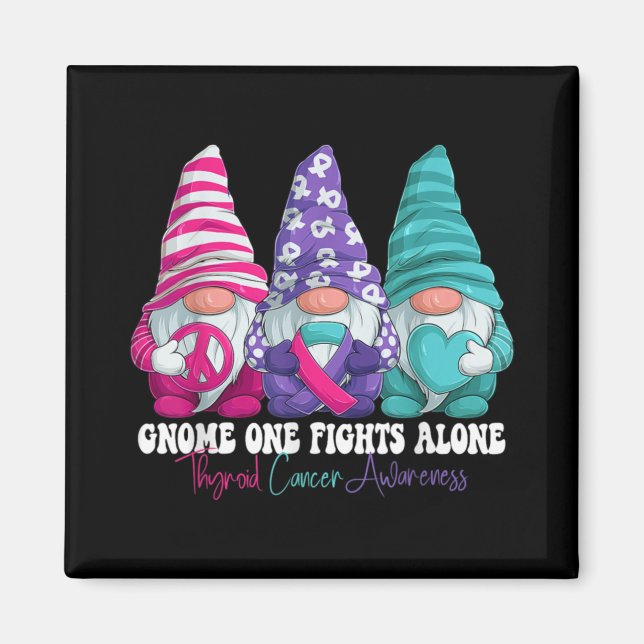 Funny Gnomies Thyroid Cancer Awareness Month Ribbo Magnet (Front)