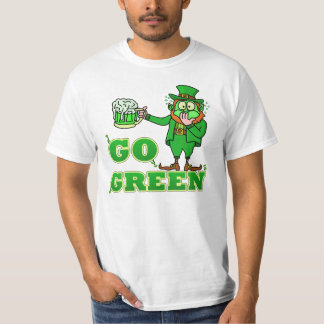 Funny "Go Green" Drinking Leprechaun T-Shirt