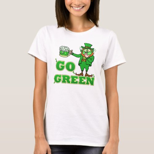 Funny Go Green Drinking Leprechaun T_Shirt