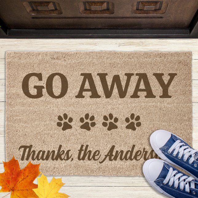 Funny GO WAY Personalized Paw Prints Pet Dog Coir Fiber Doormat (Creator Uploaded)