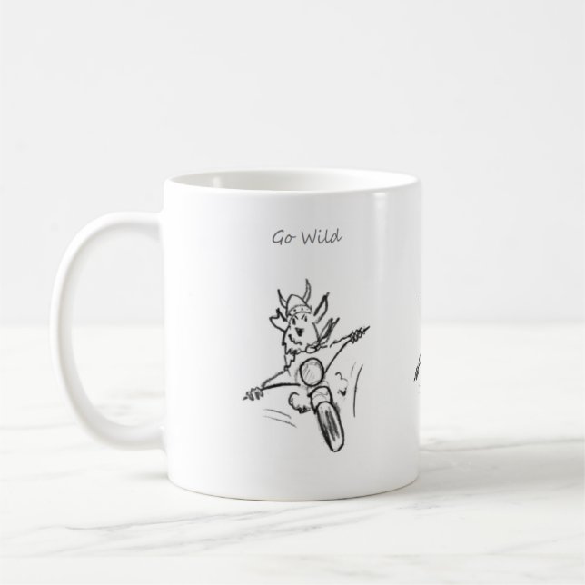 funny Go Wild ! terrier motorbike coffee mug (Left)
