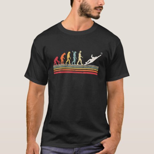 Funny Goalie Soccer Evolution Of Man Vintage Retro T_Shirt