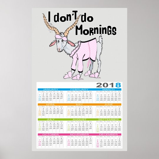FUNNY GOAT 2018 2021 Full Year Calendar Poster