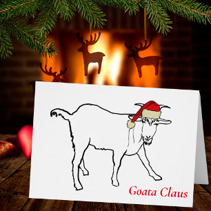 Funny Goat a Claus Drawing quote Cards