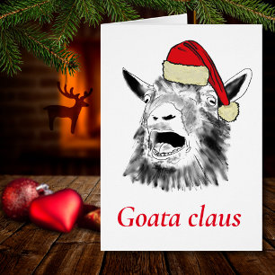 Funny Goat a Claus Screaming christmas Cards