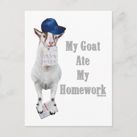 Funny Goat Ate My Homework Postcard