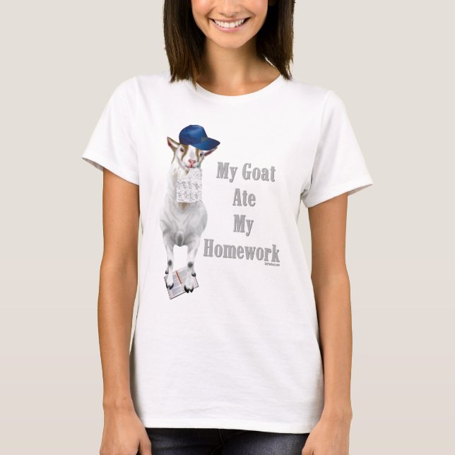 Funny Goat Ate My Homework T-Shirt (Front)