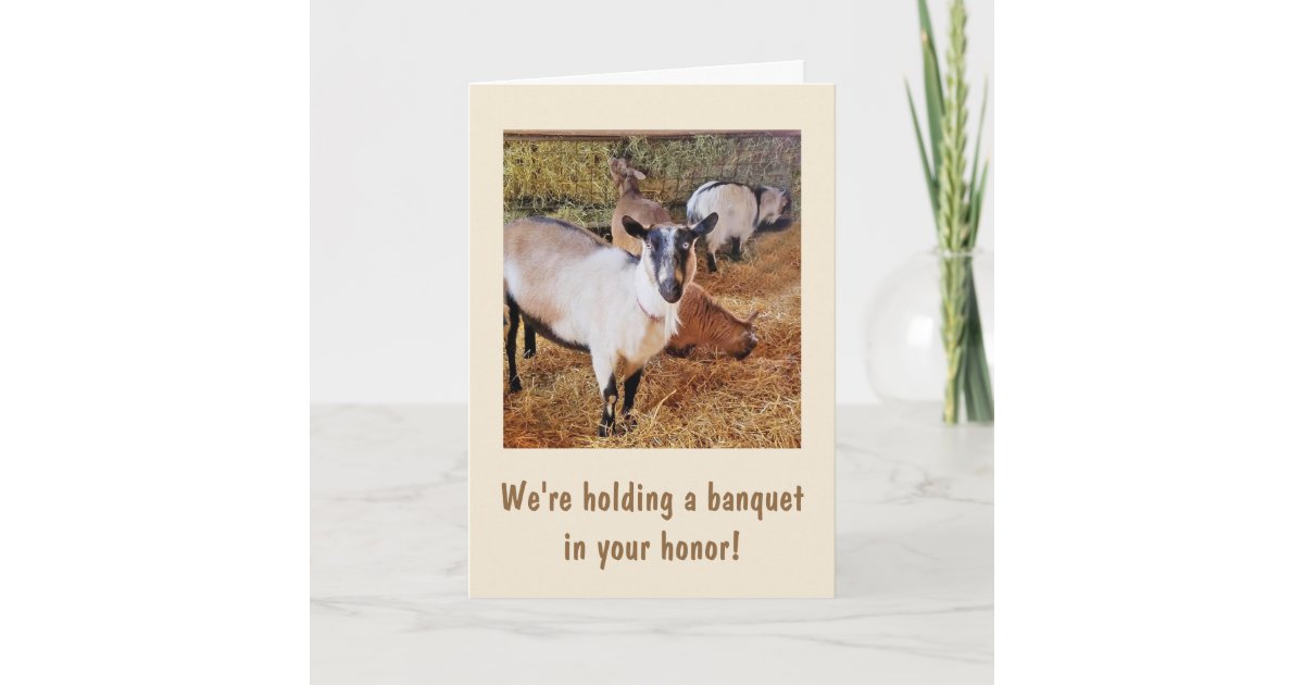 Funny Goat Banquet Birthday Card | Zazzle