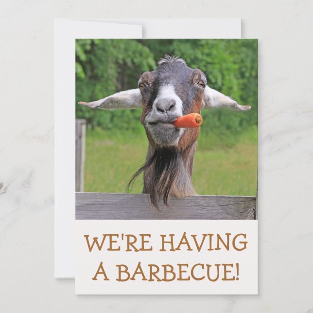 Funny Goat Barbecue Custom Invitation (Front)