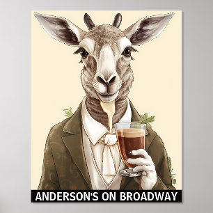 Funny Goat Beer Lover Animals Custom Cocktails Bar Foil Prints