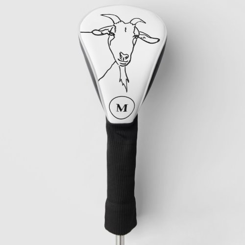 funny Goat Black and white monogram initial  Golf Head Cover