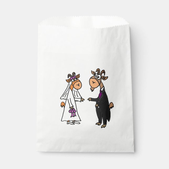 Funny Goat Bride and Groom Favor Bag (Front)