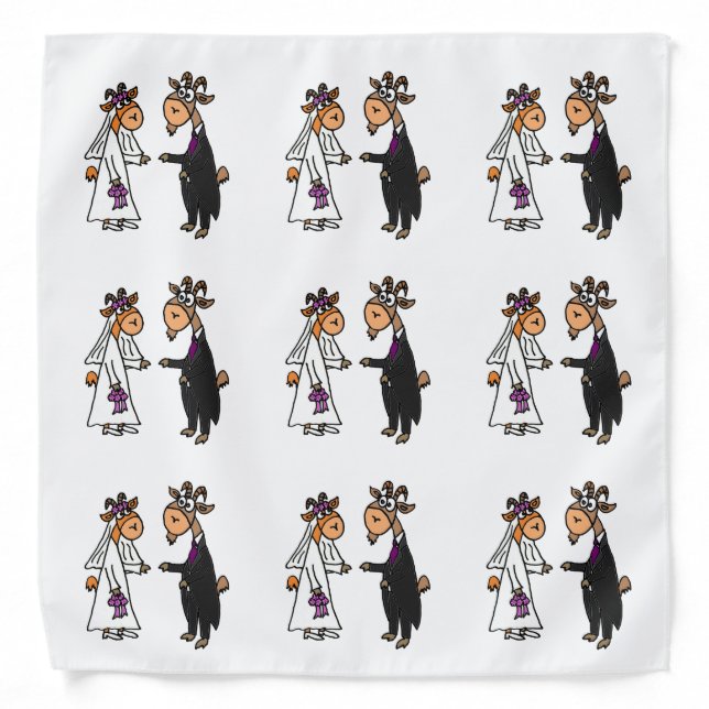 Funny Goat Bride and Groom Wedding Bandana (Front)