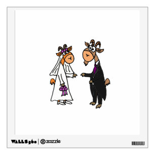 Funny Goat Bride and Groom Wedding Wall Decal
