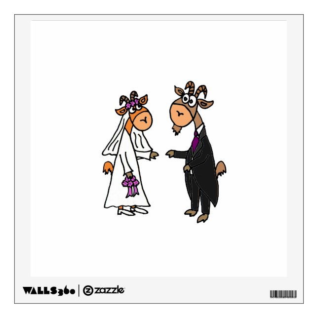 Funny Goat Bride and Groom Wedding Wall Decal (Front)