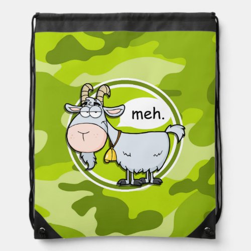 Funny Goat bright green camo camouflage Drawstring Bag