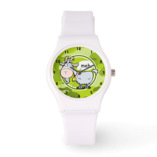 Funny Goat bright green camo camouflage Watch