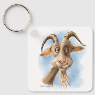 Funny Goat Cartoon Keychain