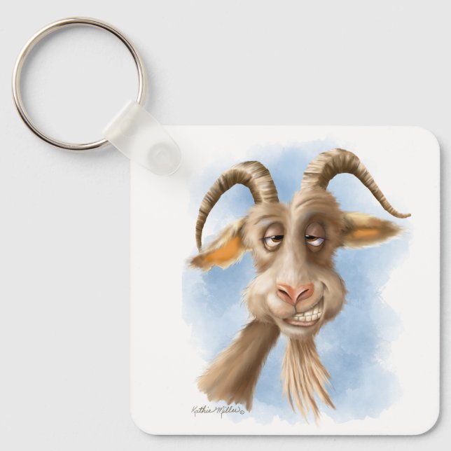 Funny Goat Cartoon Keychain (Front)