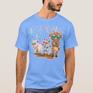 Funny Goat Cool Pig Sunglasses Cow  T-Shirt