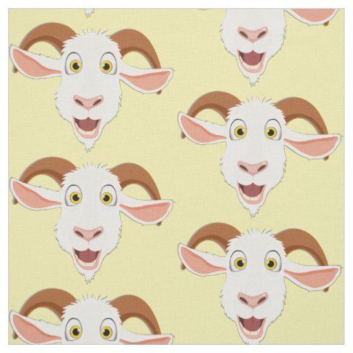 Funny Goat Cute Cartoon Farm Animal Pattern Fabric
