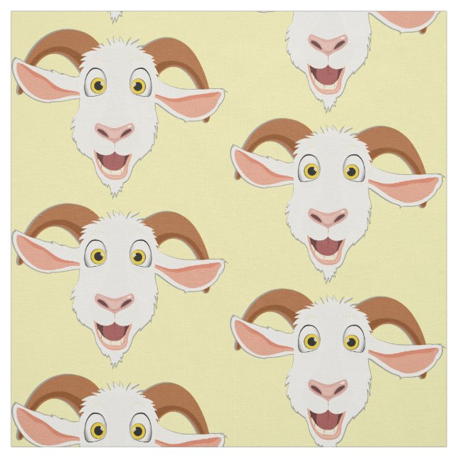 Funny Goat Cute Cartoon Farm Animal Pattern Fabric (Swatch)