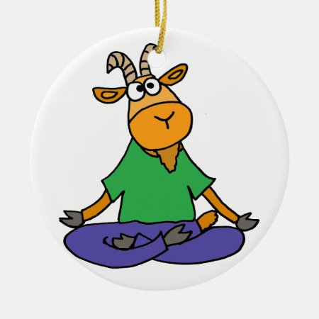 Funny Goat Doing Lotus Position Yoga Ceramic Ornament