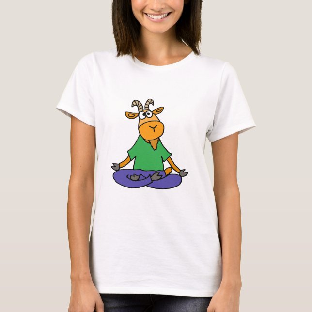 Funny Goat Doing Lotus Position Yoga T-Shirt (Front)