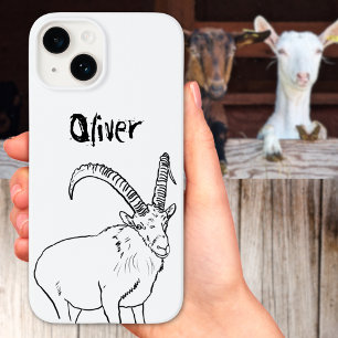 Funny Goat Drawing Black and White add Name Case-Mate iPhone 14 Case