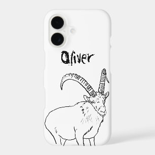 Funny Goat Drawing Black and White add Name iPhone 17 Case