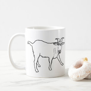 Funny Goat Drawing Quirky Cartoon Farm Animal Art Coffee Mug