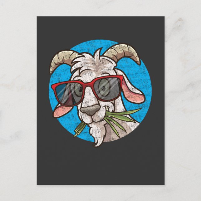 Funny Goat Face with Sunglasses Postcard (Front)