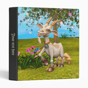Funny Goat Fantasy Garden Illustration 3 Ring Binder