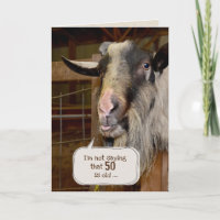 Funny Goat for 50th Birthday Card