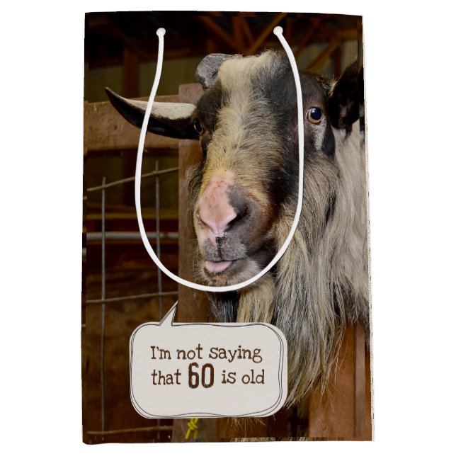 Funny Goat for 60th Birthday  Medium Gift Bag (Front)