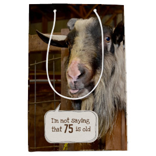 Funny Goat for 75th Birthday Medium Gift Bag