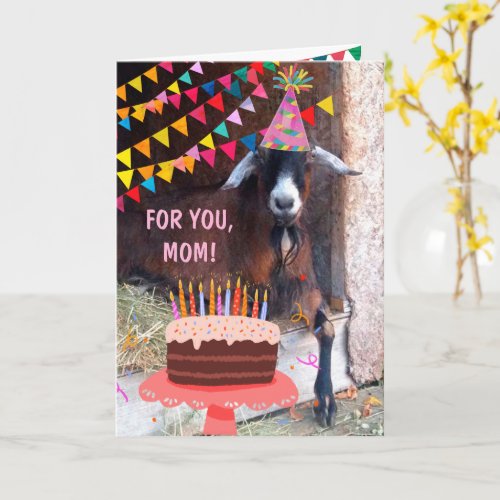 Funny Goat For Mom Birthday Card